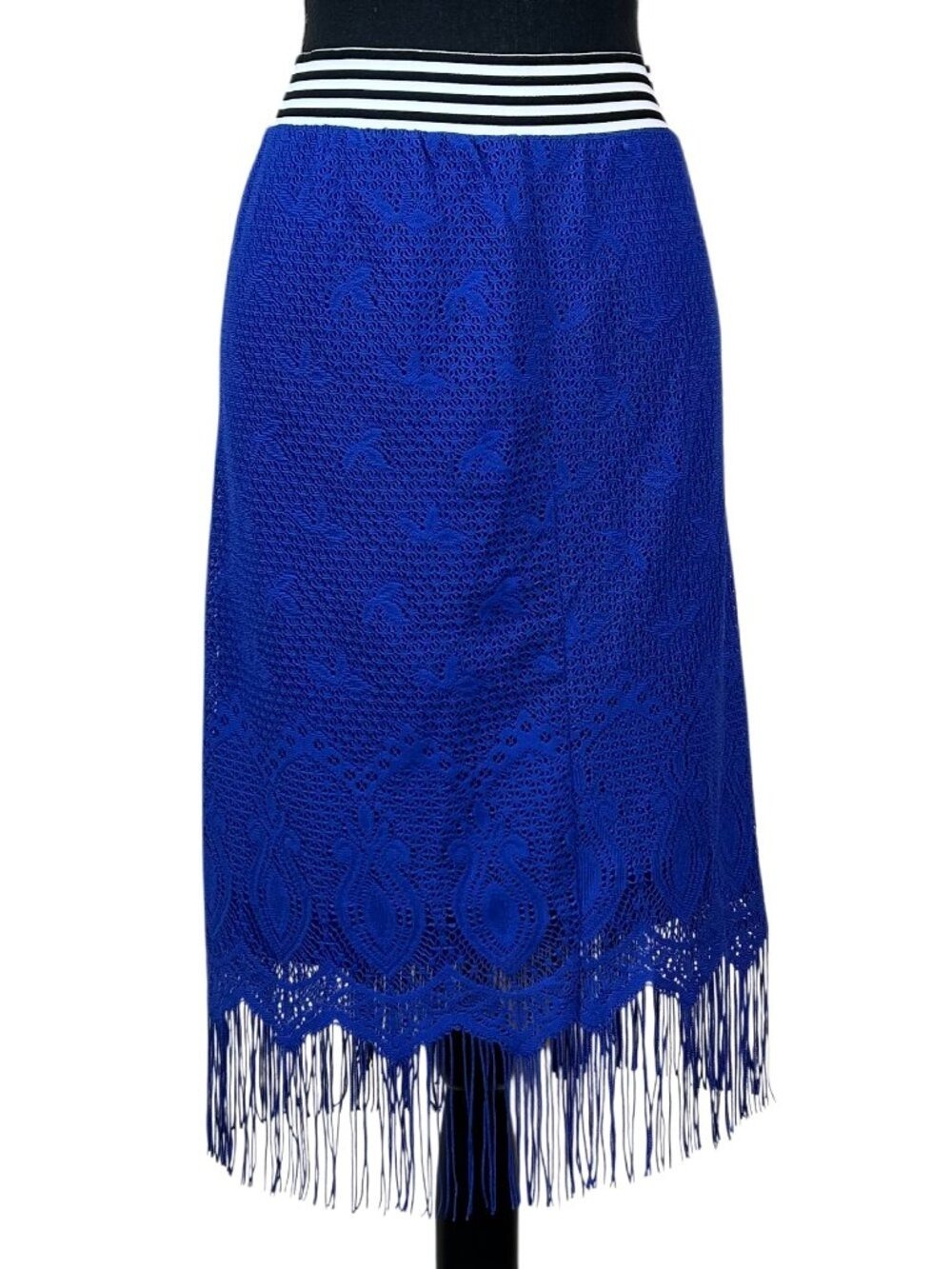 6th & LN Lane Bryant Blue Lace Fringe Hem Skirt Size 22/24